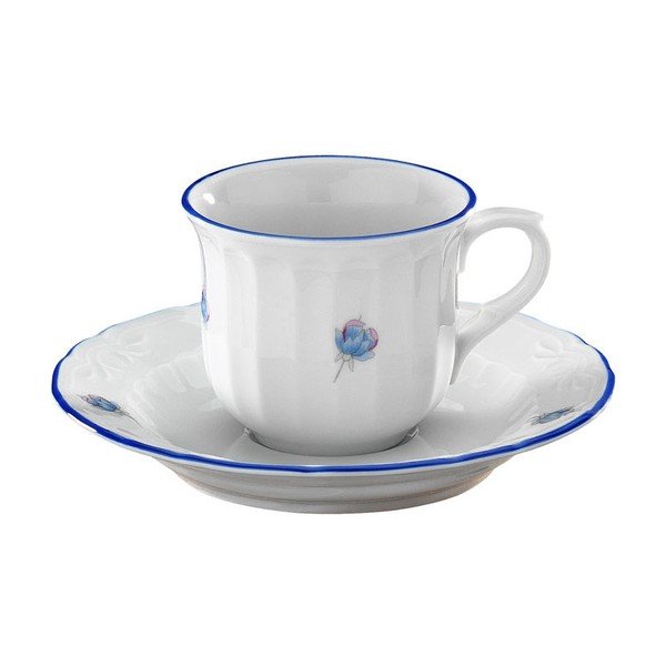 6 porcelāna tasīšu un apakštasīšu komplekts Kutahya Waves Lina, 80 ml