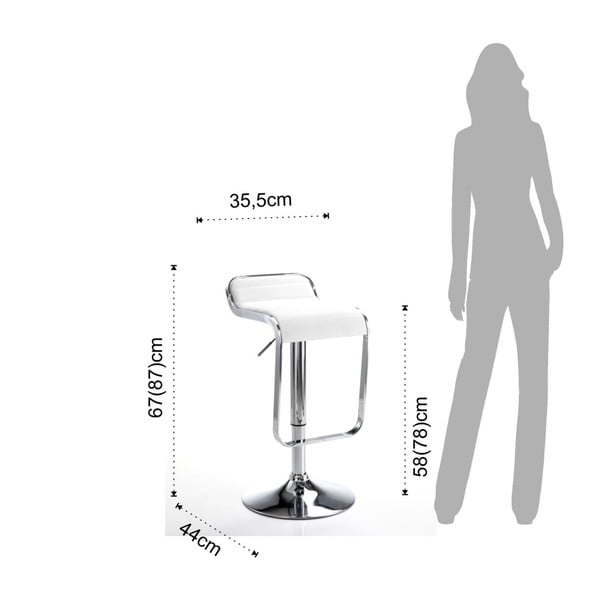 Balts/sudraba krāsas bāra krēsls 67 cm Snappy – Tomasucci-image-4