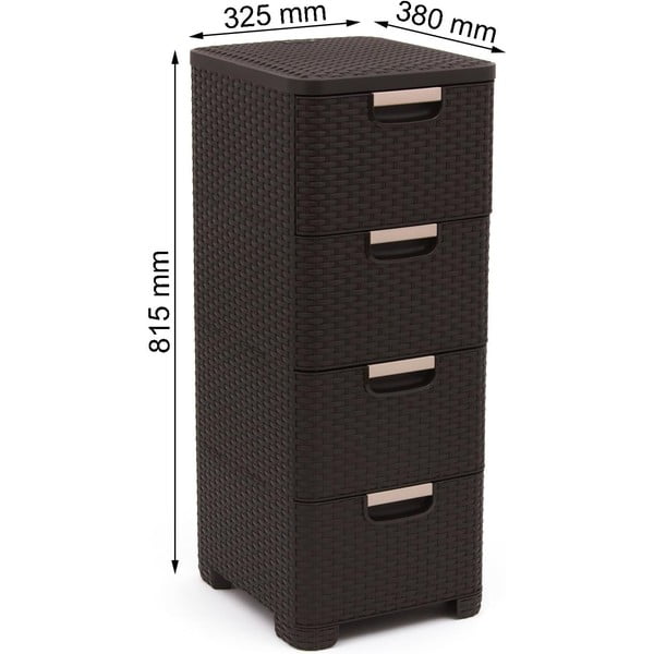 Tumši brūns plastmasas augsts vannas istabas skapis 33x79 cm Rattan – Curver-image-4