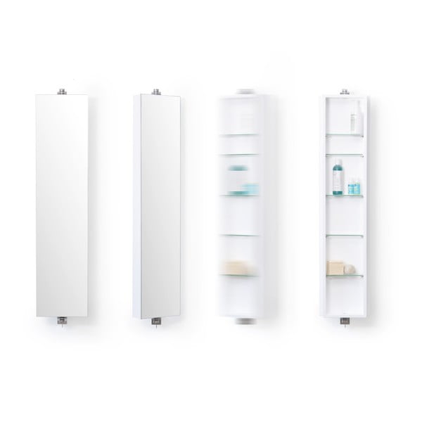 Balts vannasistabas skapītis ar spoguli Wireworks Domain, augstums 110 cm