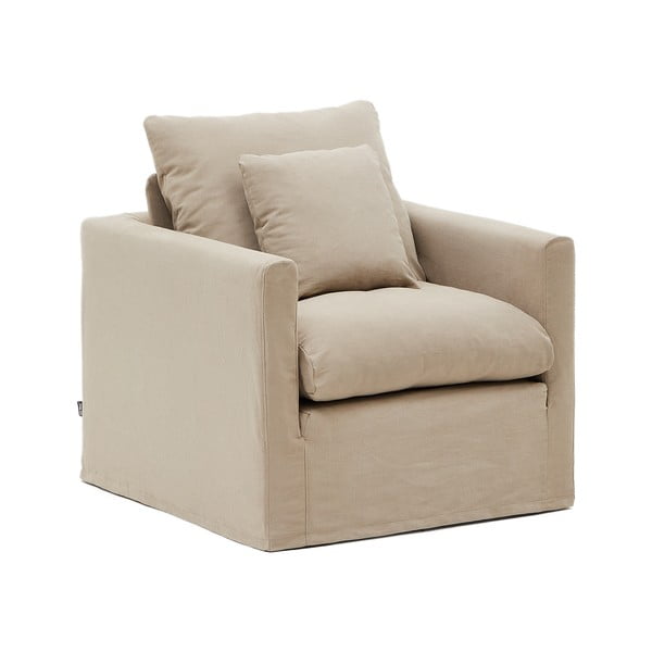 Bēšs lina atpūtas krēsls Nora – Kave Home