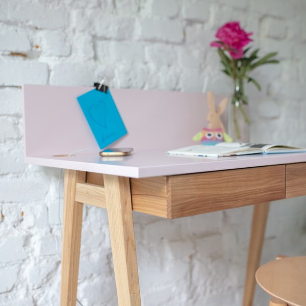 Pelēks rakstāmgalds ar oša koka pamatni Ragaba Luka, garums 85 cm-image-2