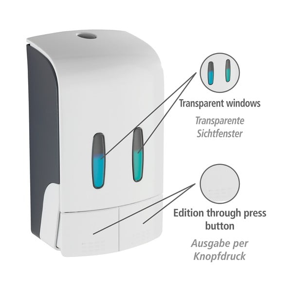 Balts sienas plastmasas ziepju dozators 0,96 l Tartas – Wenko-image-4
