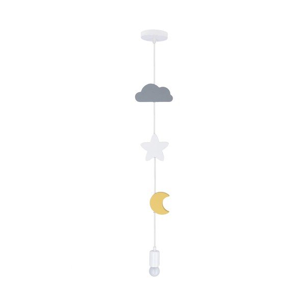 Dzeltena/gaiši zila piekaramā lampa ar auduma abažūru Single – Candellux Lighting