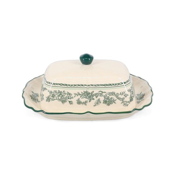 Zaļš/ziloņkaula krāsas porcelāna sviesta trauks Cyril – S|P Collection