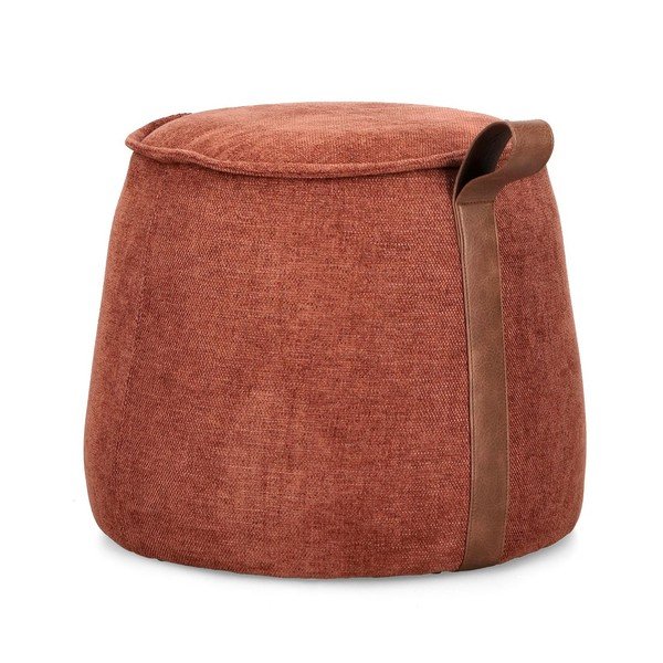 Terakotas oranžs pufs no šenila auduma Anila – Bizzotto
