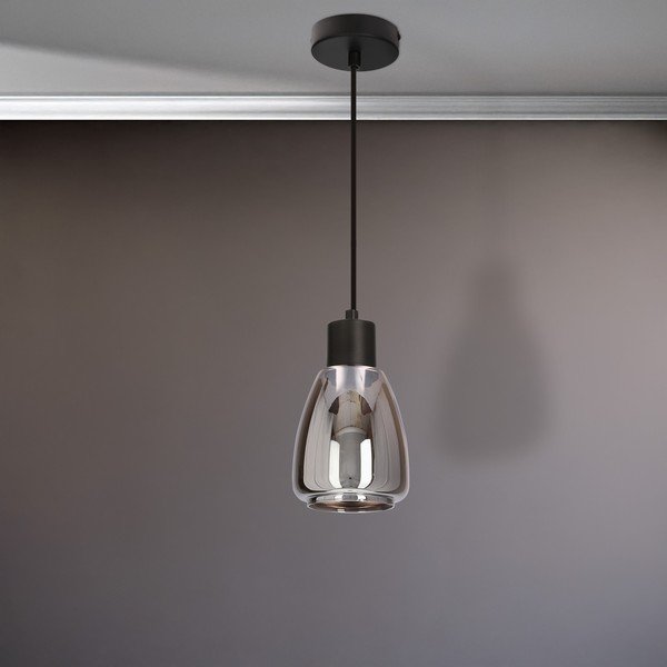 Melna piekaramā lampa ar stikla abažūru ø 12 cm Moldo – Candellux Lighting-image-4