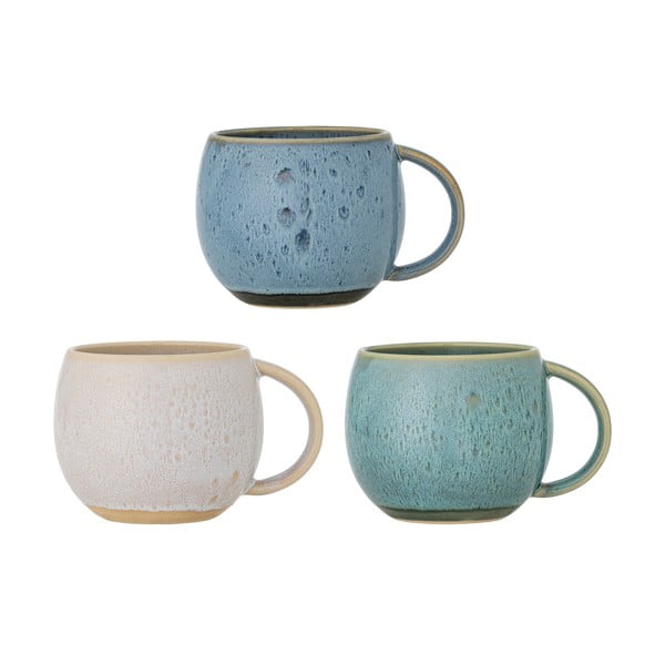 Zilas/krēmkrāsas akmensmasas krūzes (3 gab.) 420 ml Harriet – Bloomingville