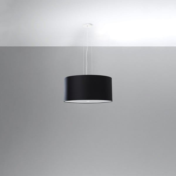 Melna piekaramā lampa ar auduma abažūru ø 50 cm Volta – Sollux-image-3