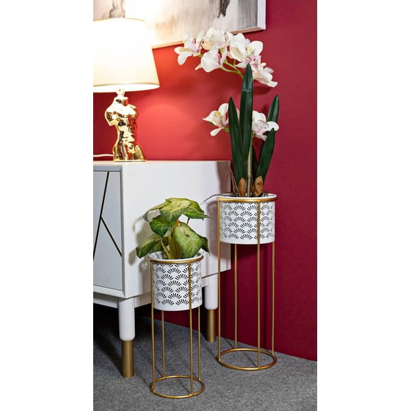 Metāla puķu podu statīvi (2 gab.) ø 17 cm (augstums 46 cm) Whity – Mauro Ferretti-image-1