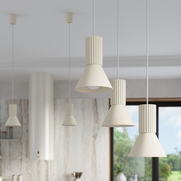 Bēša metāla piekaramā lampa ø 30 cm Niru – Sollux-image-1