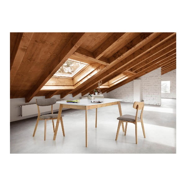 Balts izvelkamais ēdamgalds ar gumijas koka pamatni sømcasa Enma, garums 120 cm-image-3