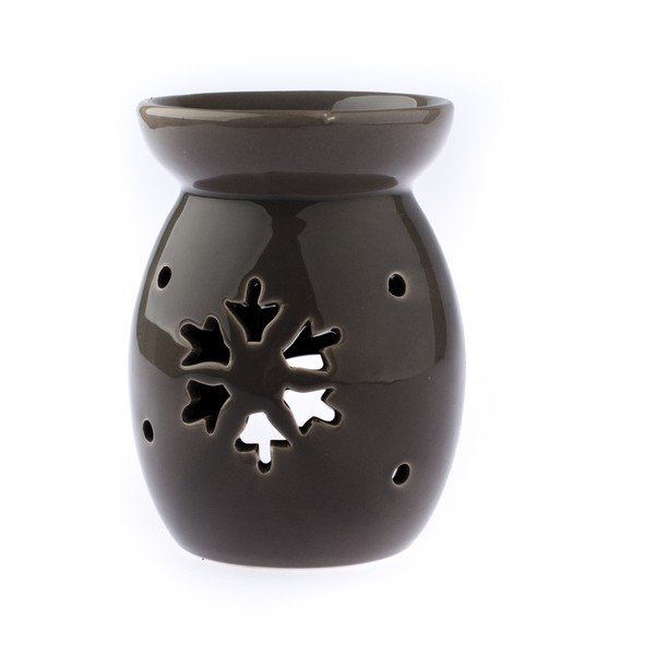 Brūna keramikas aromterapijas lampa ar sniegpārslu motīvu Dakls