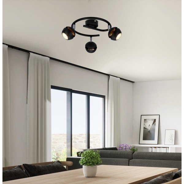 Melna/zelta krāsas griestu lampa ar metāla abažūru 38x38 cm Boni – Candellux Lighting-image-1