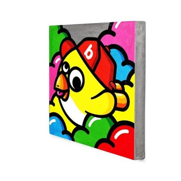 Betona sienas gleznojums Lyon Béton Oiseau Volant Jaune, 40 x 40 cm-image-1