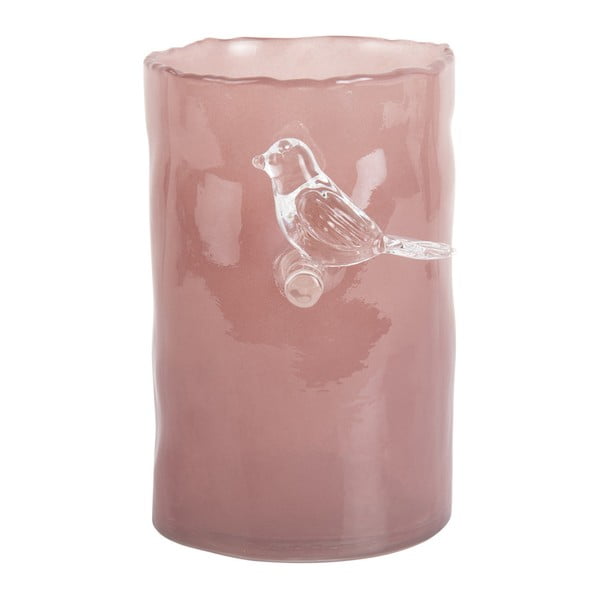 Rozā stikla vāze (augstums 15 cm) Bird On Branch – PT LIVING