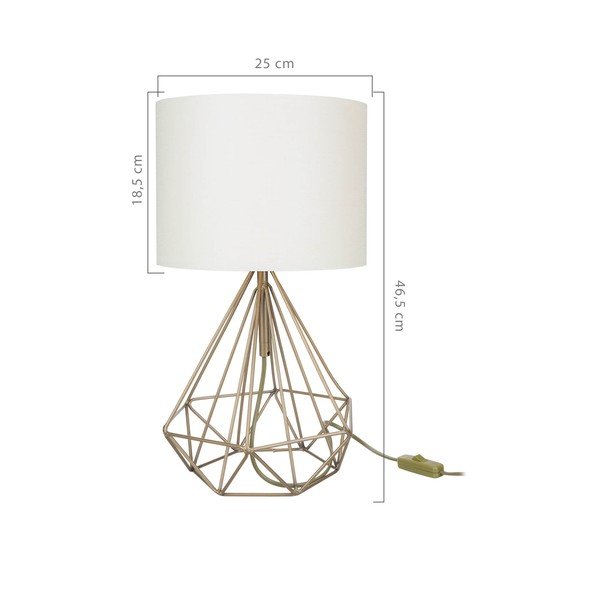 Krēmkrāsas/zelta krāsas galda lampa ar tekstilkrāsas abažūru (augstums 46,5 cm) Pena – Squid Lighting-image-2