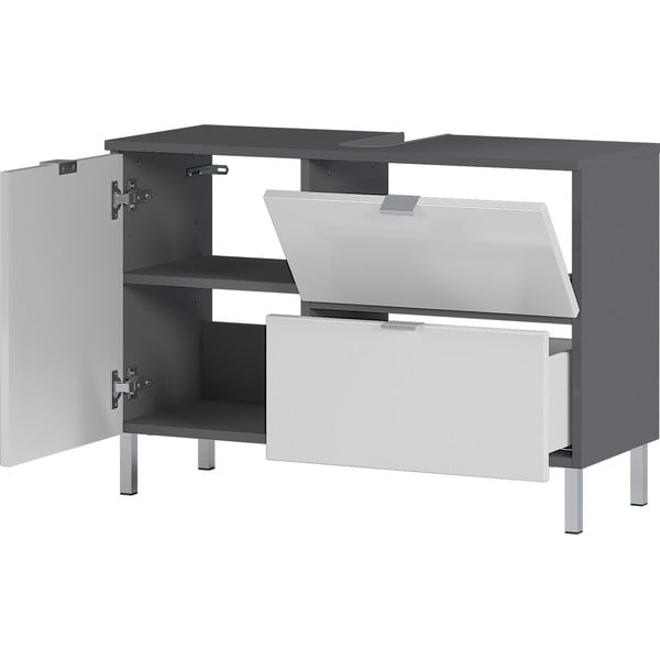 Balts ar pelēku skapītis zem izlietnes Germania Mauresa, platums 80 cm-image-3