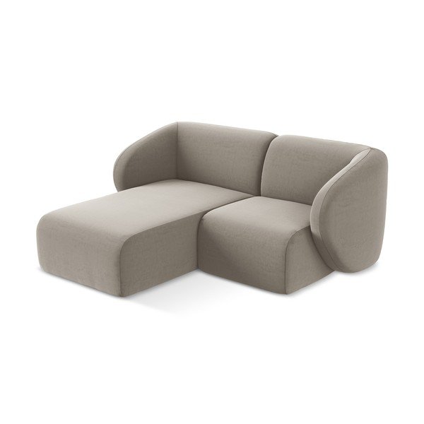 Gaiši brūns samta stūra dīvāns (ar kreiso stūri/ar zvilni) Lani – Makamii-image-2