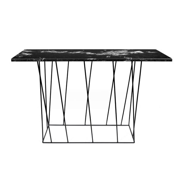 Melns marmora konsoles galds ar melnām kājām TemaHome Helix, 40 x 120 cm