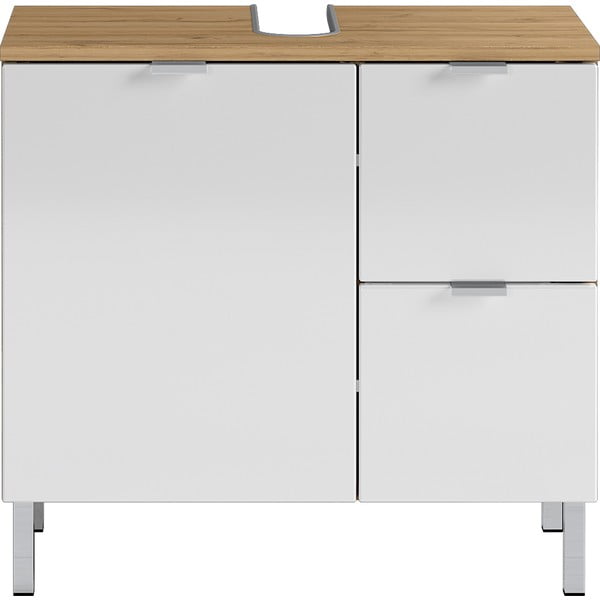 Balts skapītis zem izlietnes ar ozolkoka dekoru Germania Mauresa, platums 60 cm-image-2