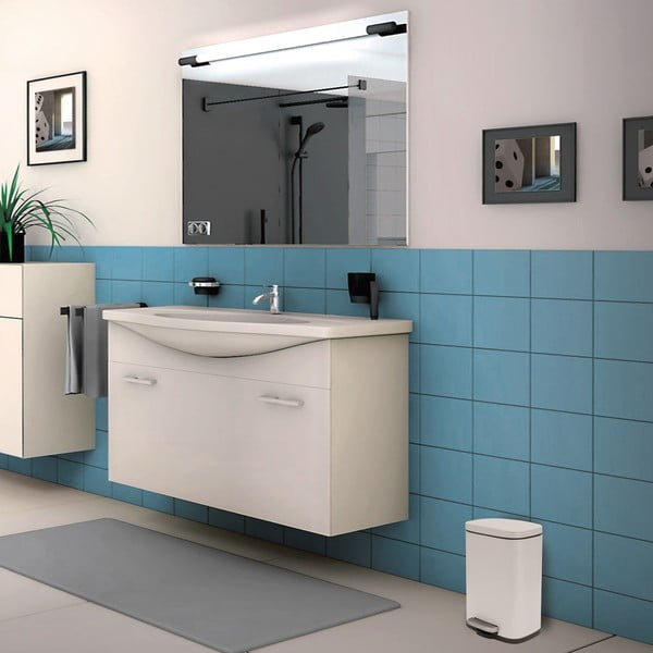 Matēti balta tērauda atkritumu tvertne ar pedāli 5 l   Akira – Spirella-image-1