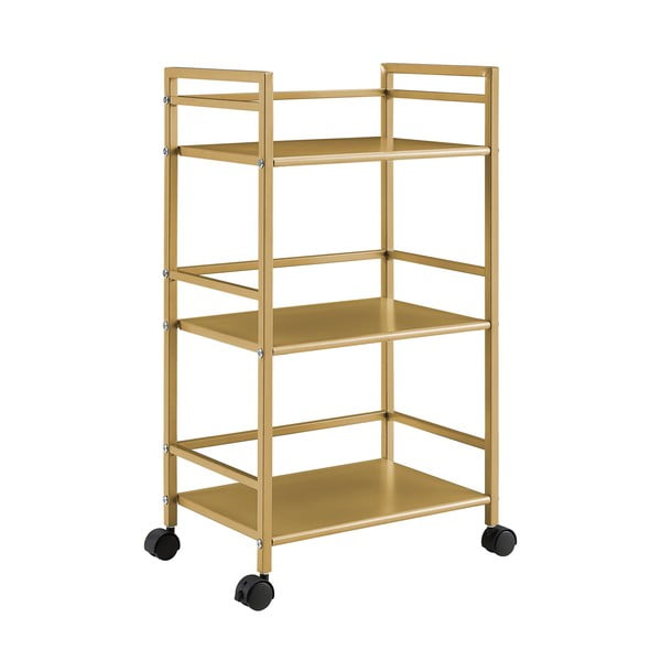 Metāla servēšanas galds uz riteņiem zelta krāsā 29x43 cm Helix – Novogratz-image-3