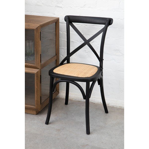 Melns ozola masīvkoka pusdienu krēsls Lyon – Premier Housewares-image-1