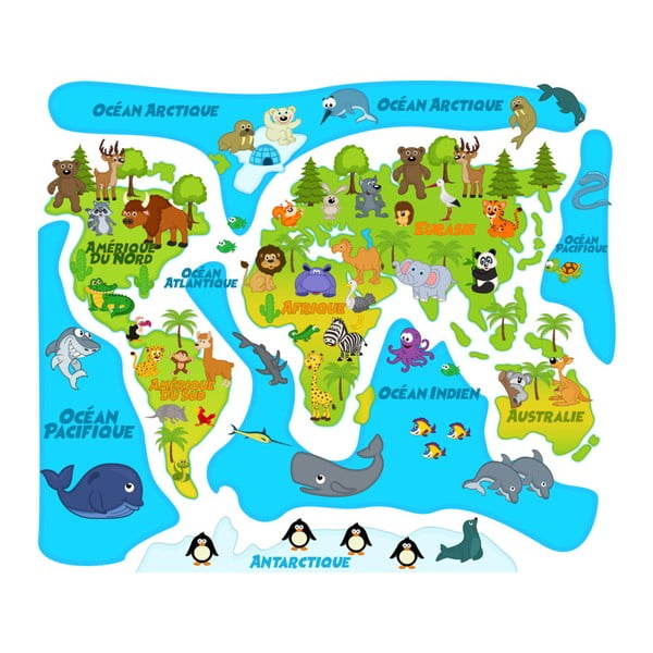 Sienas uzlīme Ambiance Krāsaina bērnu pasaules karte