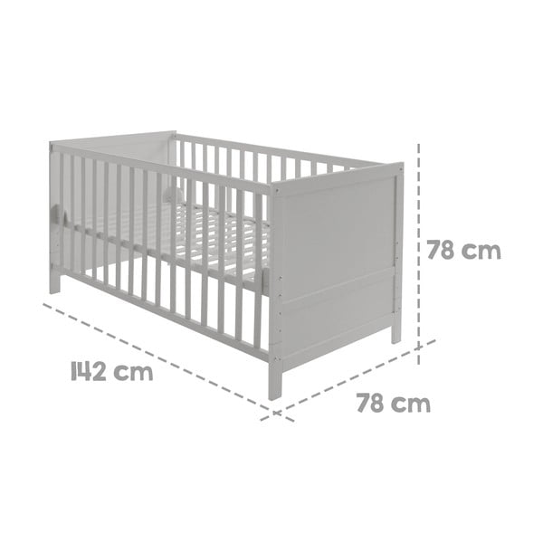 Gaiši pelēka bērnu gultiņa 70x140 cm – Roba-image-4