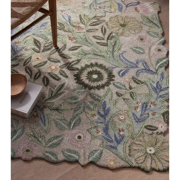 Zaļš ar rokām darināts vilnas paklājs 120x170 cm Bryony Shaped Floral – Flair Rugs-image-4