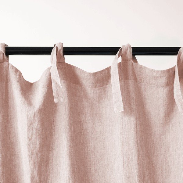 Rozā lina aizkars ar cilpām Linen Tales Night Time, 250 x 140 cm-image-1