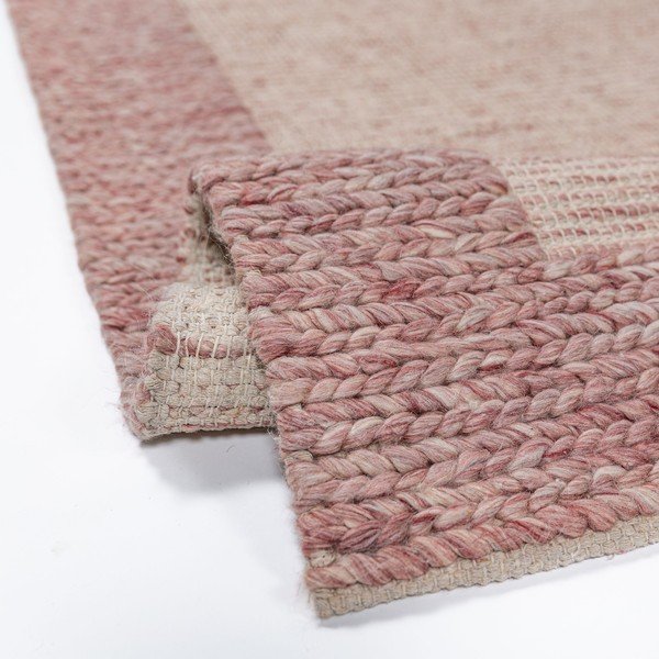 Gaiši rozā ar rokām darināts paklājs no vilnas maisījuma 120x170 cm Rue – Flair Rugs-image-4