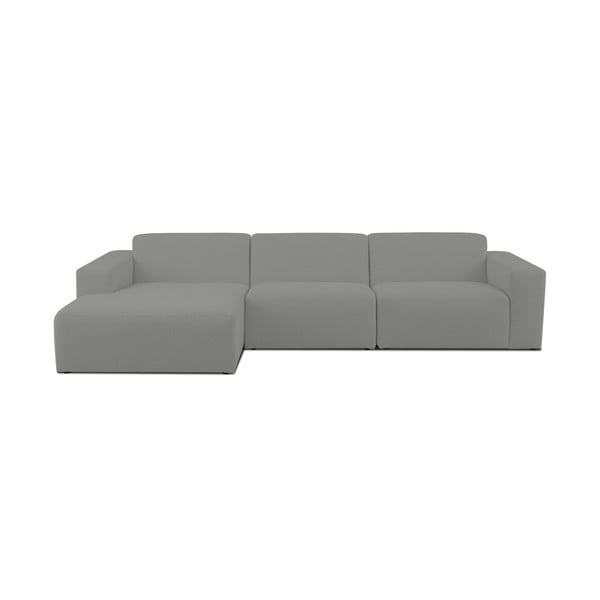 Pelēks stūra dīvāns no buklē auduma (ar kreiso stūri) Roxy – Scandic