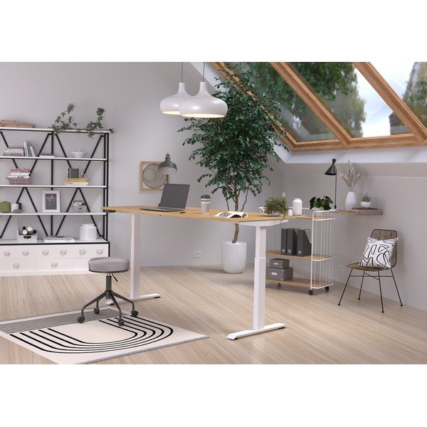 Darba galds ar elektriski regulējamu augstumu un ozolkoka imitācijas galda virsmu 80x180 cm Jet – Germania-image-1