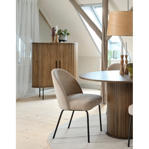 Brūns skapītis ar ozolkoka imitāciju un bīdāmām durvīm 100x118 cm Nola – Unique Furniture-image-1