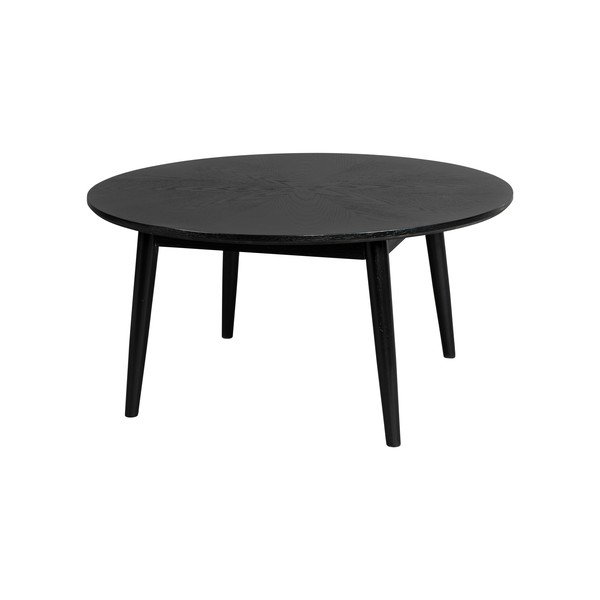 Melns apaļš žurnālgaldiņš ar ozolkoka imitāciju ø 80 cm Fabio – White Label