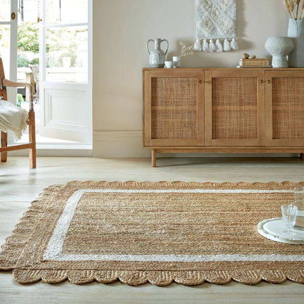 Dabīga toņa/ziloņkaula krāsas ar rokām darināts džutas paklājs 160x230 cm Grace White – Flair Rugs-image-1