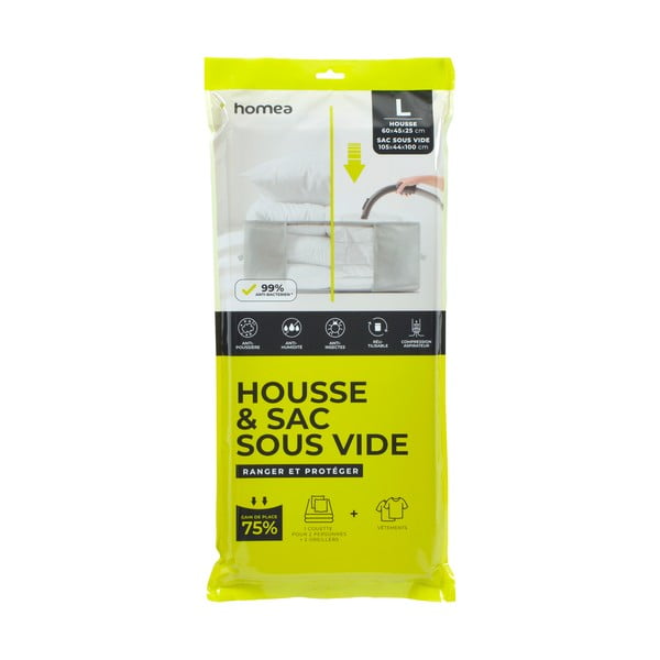 Vakuuma plastmasas drēbju uzglabāšanas kaste 60x45x25 cm – Homéa-image-1