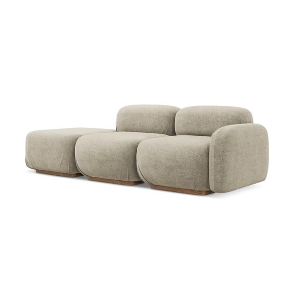 Bēšs modulārais zvilnis no buklē auduma (ar kreiso stūri) Ailani – Makamii-image-2