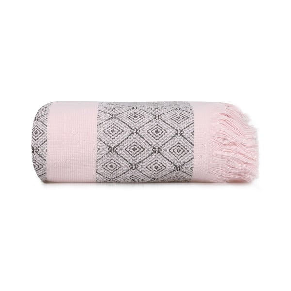 Rozā/pelēks kokvilnas vannas dvielis 150x75 cm Twins – Foutastic-image-3