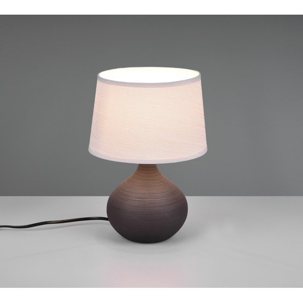 Tumši brūna keramikas un auduma galda lampa Reality Martin, augstums 29 cm-image-1