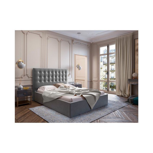 Pelēks samta gultas galvgalis Windsor & Co Sofas Athena, 140 x 120 cm-image-3