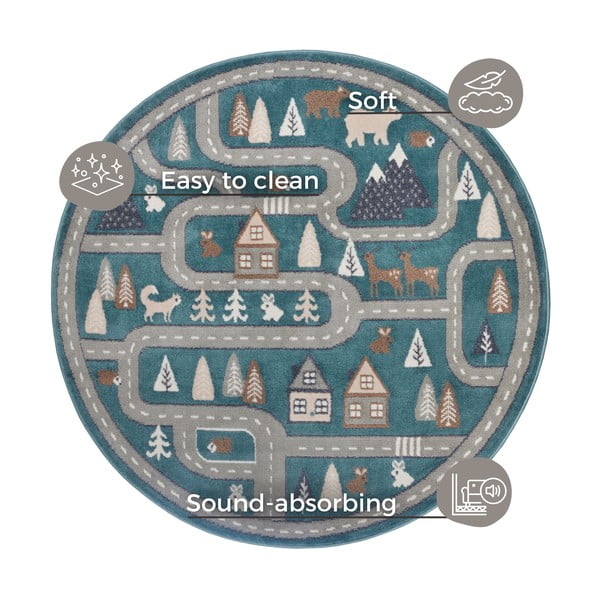 Zaļganzils bērnu paklājs ø 140 cm Streets – Hanse Home-image-4