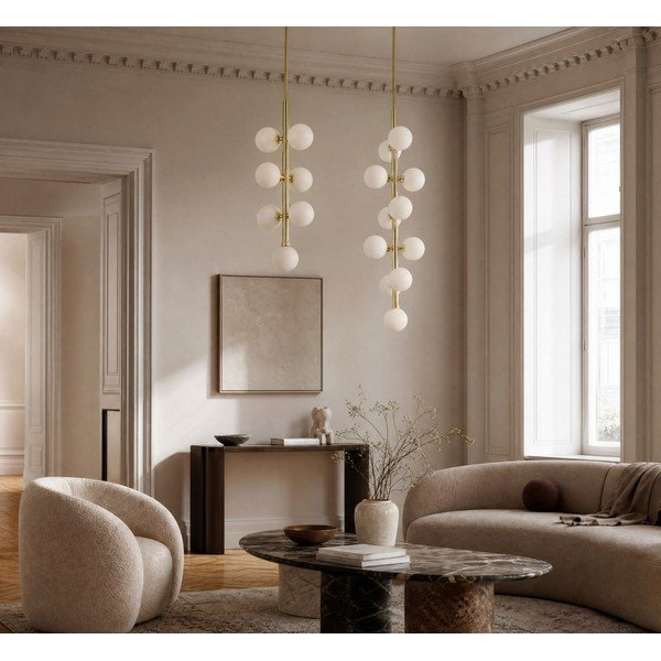 Balta/zelta krāsas metāla piekaramā lampa ar stikla abažūru ø 27 cm Trieste – Premier Housewares-image-2
