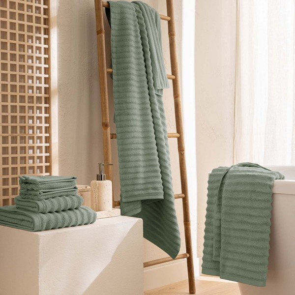 Zaļš frotē kokvilnas dvielis 50x90 cm Maya – douceur d'intérieur-image-2