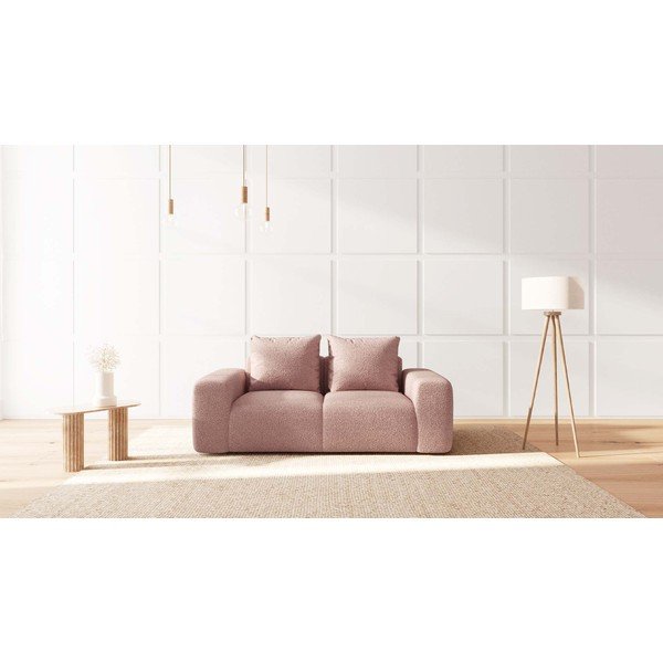 Gaiši rozā dīvāns no buklē auduma 212 cm Feiro – MESONICA-image-3