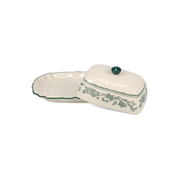 Zaļš/ziloņkaula krāsas porcelāna sviesta trauks Cyril – S|P Collection-image-3