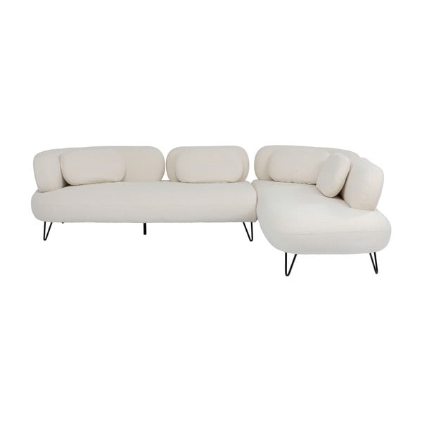 Balts stūra dīvāns no buklē auduma Peppo – Kare Design