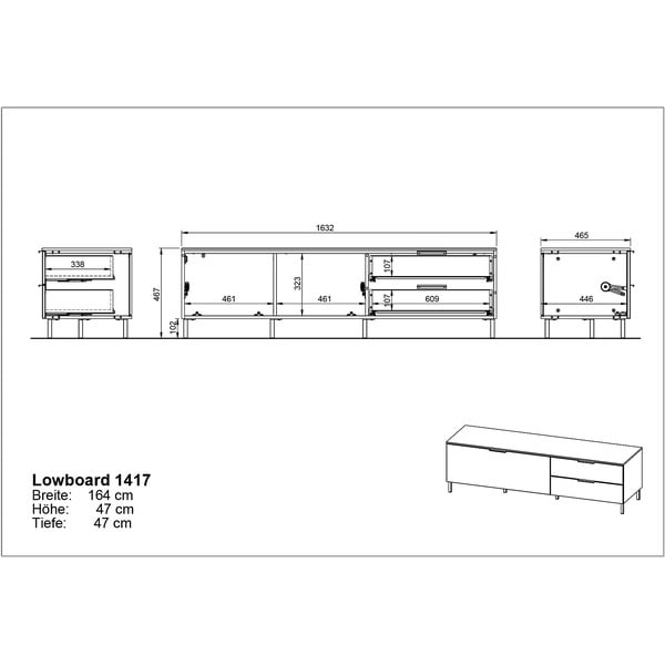 Gaiši zaļš TV galdiņš 164x47 cm Kenora – Germania-image-4